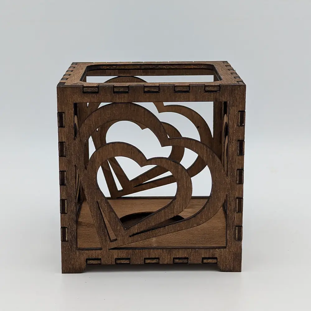 Teelichthalter - Doppelherz dunkelbraun – Bild 3