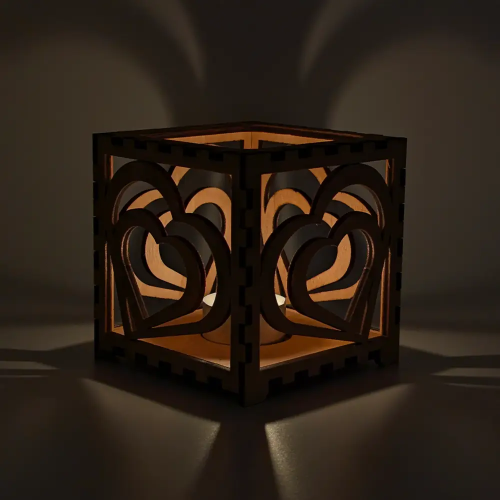 Teelichthalter - Doppelherz dunkelbraun – Bild 2